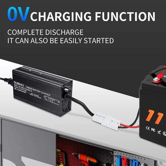 Alt view image 2 of 7 - 12V 20A LiFePO4 Battery Charger with Anderson Connector & Anderson-to-M8 Adapter Cable 14.6V Fast Smart Charger for Lithium Batteries
