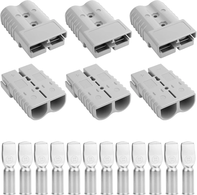 Main image of 350A 600V Battery Quick Connect/Disconnect for 2/0 AWG 6 PCS Jumper Cable Plug Connector, Compatible with Anderson for Rescue Winch, Motor Recovery & Traction System (Grey)