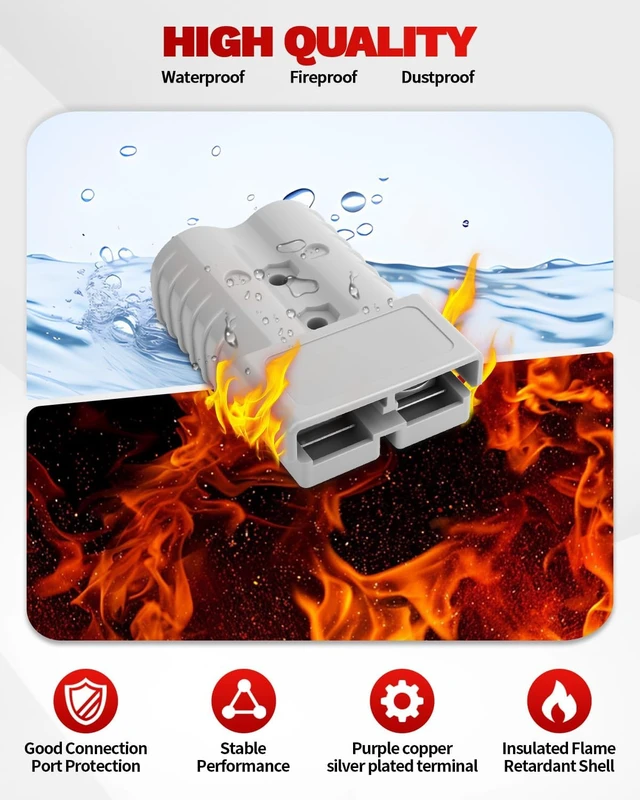 Alt view image 4 of 7 - 350A 600V Battery Quick Connect/Disconnect for 2/0 AWG 6 PCS Jumper Cable Plug Connector, Compatible with Anderson for Rescue Winch, Motor Recovery & Traction System (Grey)