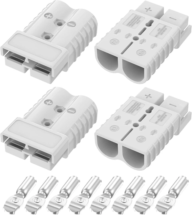 Main image of Anderson Connector 350A 600V Battery Quick Connect/Disconnect for 2/0 AWG Cables Plug for Winch, Trailer, RV & Forklift (Gray, 4 PCS)