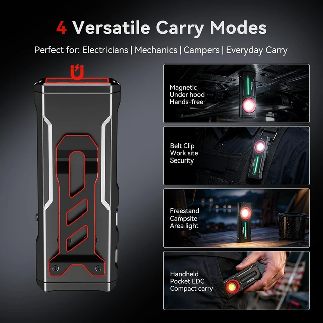 Alt view image 5 of 7 - E6 Rechargeable EDC Pocket Flashlight, 2000 Lumens with Magnetic Clip