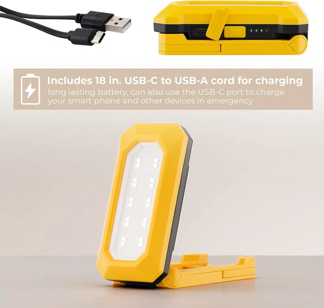 Alt view image 5 of 7 - Worklite Pro LED Rechargeable Magnetic Work Light 2.5W, 1500 Lumens, 4000mAh, 8+ Hrs per Charge, Hanging Hook & 3 Modes for Camping, Working & Emergency