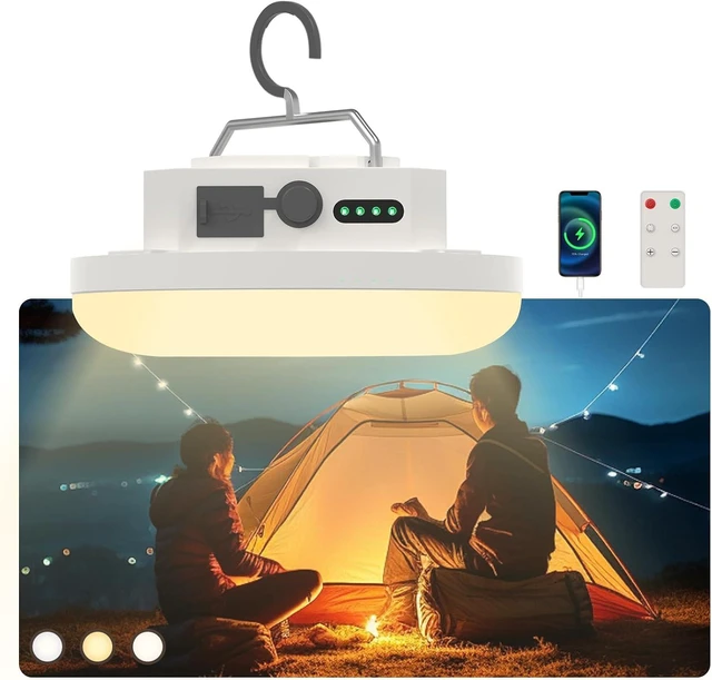 Main image of Rechargeable 30W 4000LM LED Camping Tent Light 3-Color Lighting (Remote)