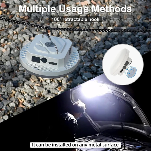 Alt view image 6 of 7 - Rechargeable 30W 4000LM LED Camping Tent Light 3-Color Lighting (Remote)
