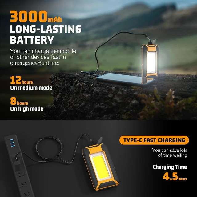 Alt view image 4 of 7 - 2-Pack Rechargeable LED Work Light, 1600LM Magnetic Portable