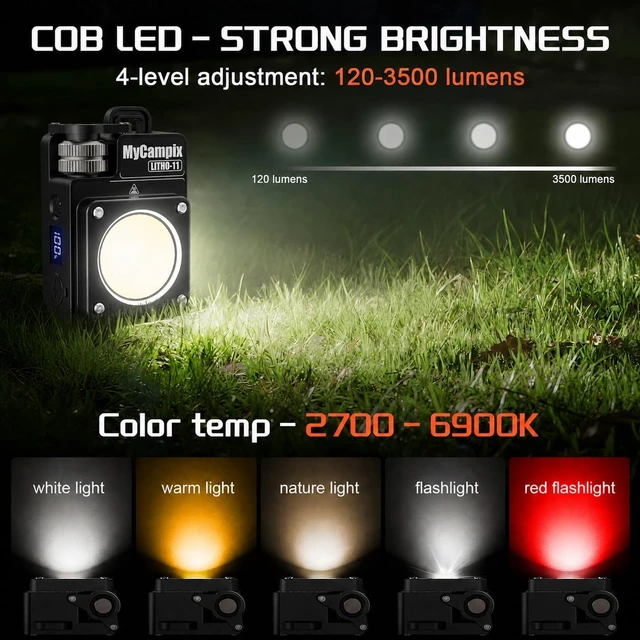 Alt view image 2 of 7 - 3500LM Portable Rechargeable LED Camping Lantern, 2-Pack, Black
