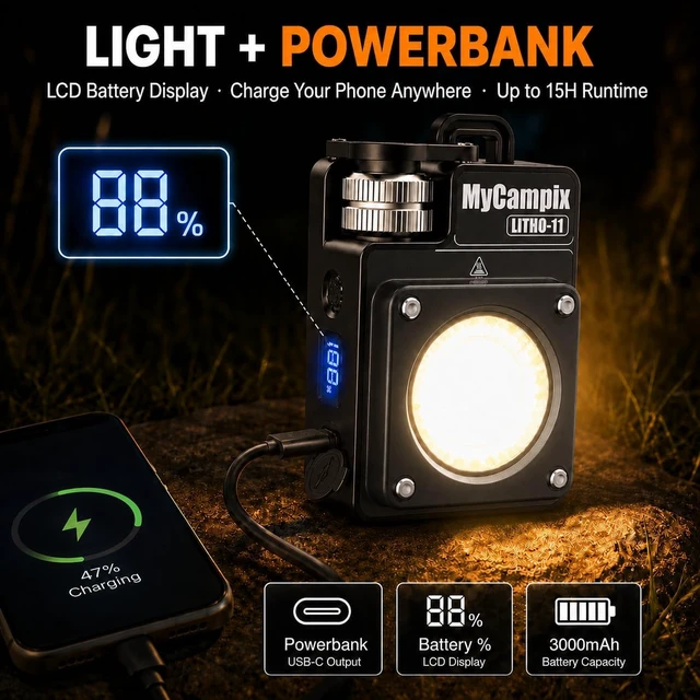 Alt view image 3 of 7 - 3500LM Portable Rechargeable LED Camping Lantern, 2-Pack, Black