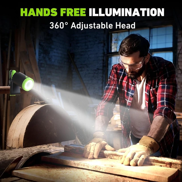 Alt view image 2 of 7 - 2-Pack 800LM Rechargeable LED Clamp Work Light, Magnetic & Clamp Mount