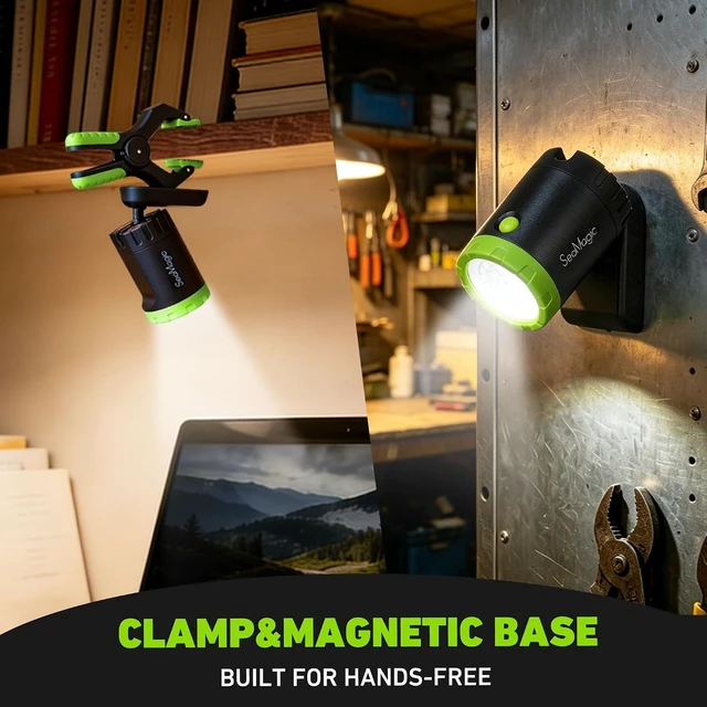 Alt view image 3 of 7 - 2-Pack 800LM Rechargeable LED Clamp Work Light, Magnetic & Clamp Mount
