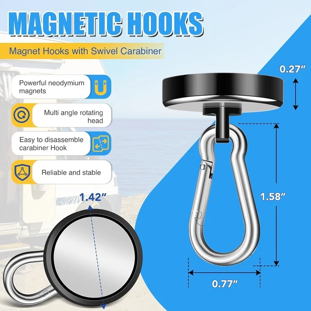 Alt view image 2 of 7 - 24-Pack Black Heavy-Duty 150 Lbs Super-Strong Magnetic Hooks