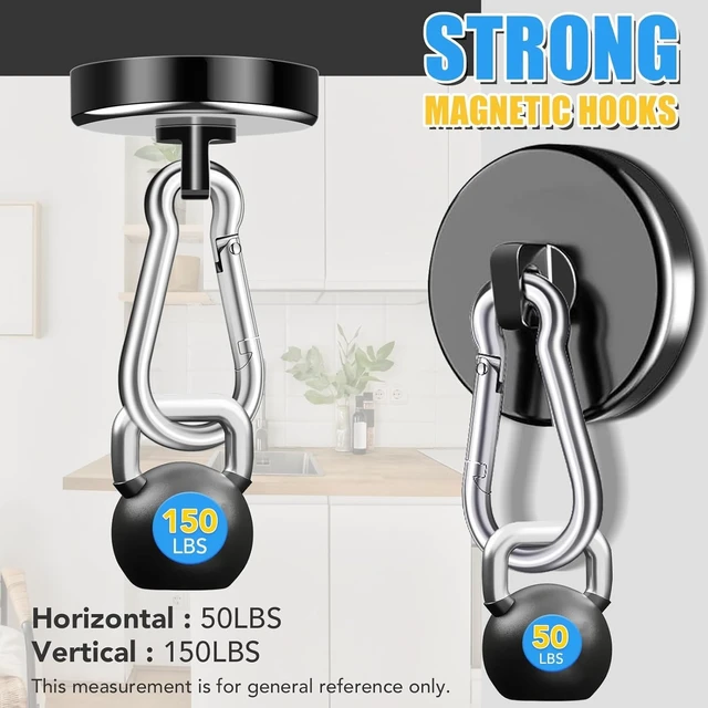 Alt view image 3 of 7 - 24-Pack Black Heavy-Duty 150 Lbs Super-Strong Magnetic Hooks