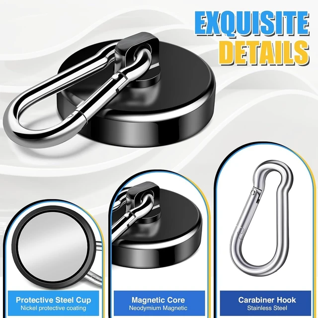 Alt view image 4 of 7 - 24-Pack Black Heavy-Duty 150 Lbs Super-Strong Magnetic Hooks