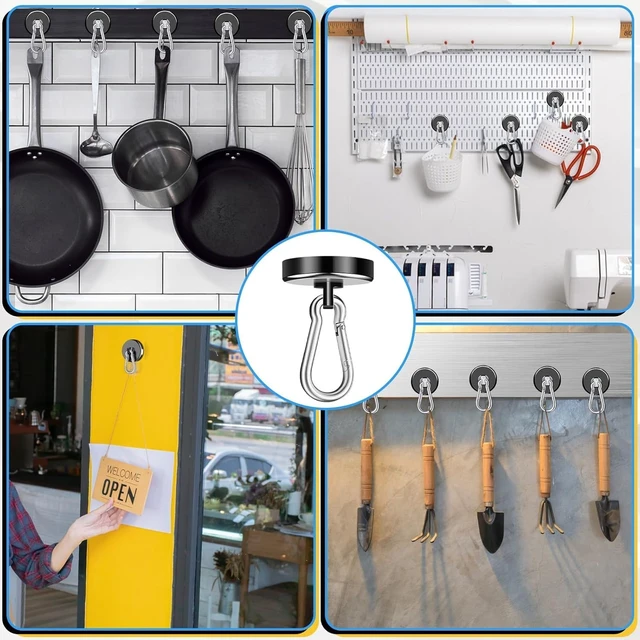 Alt view image 6 of 7 - 24-Pack Black Heavy-Duty 150 Lbs Super-Strong Magnetic Hooks