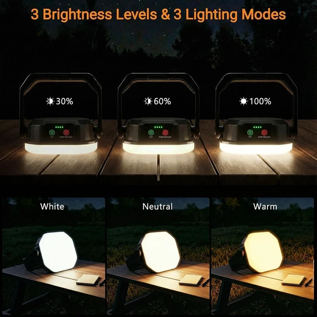 Alt view image 3 of 7 - Rechargeable 4000LM 6600mAh Solar Camping Lantern, 2-Pack