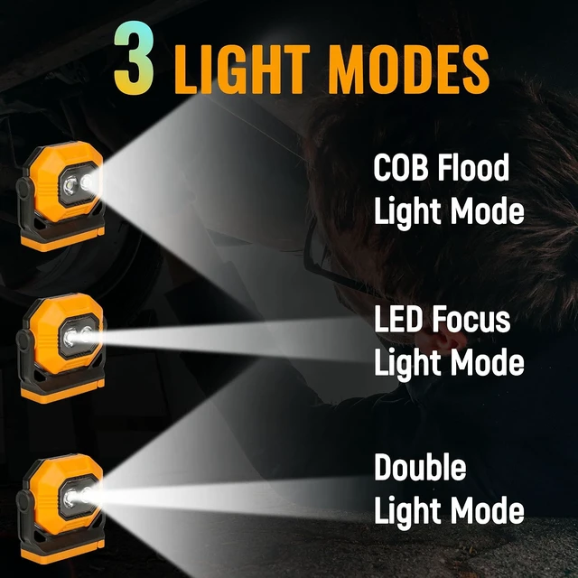 Alt view image 3 of 7 - 2-Pack Rechargeable Magnetic Work Light, 1500LM LED Flashlight