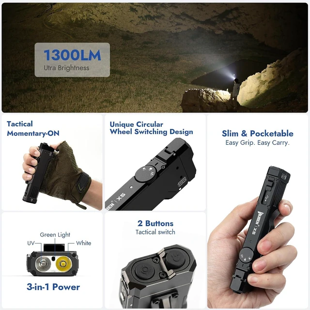 Alt view image 2 of 7 - X5 Rechargeable Flashlight, 1300 Lumens with 6 Modes
