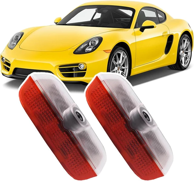Main image of 2 PCS Never-Fade Car LED Door Logo Lights Ghost LED Projector Courtesy Step Shadow Light, Compatible with Cayenne/Macan/911/Cayman/718 Boxster (White+Gold, Style 1)