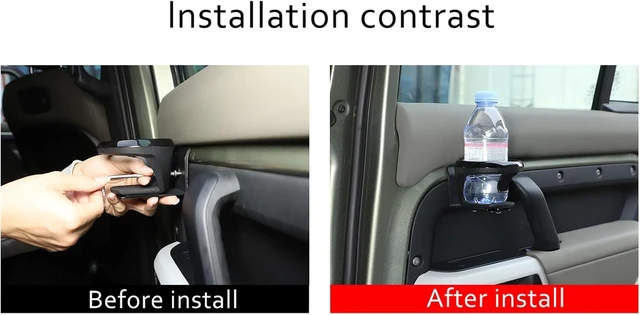 Alt view image 3 of 7 - Car Front/Rear Door Cup Holder Expander Water Cup Drink Holder Compatible with Land Rover Defender 90/110/130 20202025 (Black)
