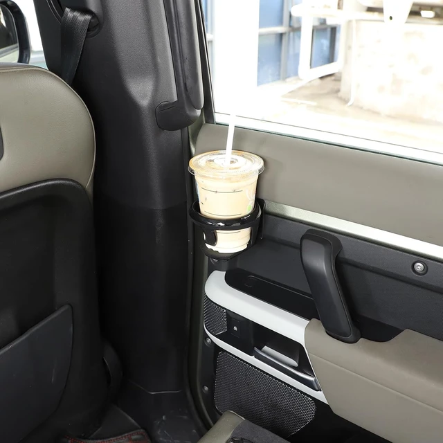 Alt view image 4 of 7 - Car Front/Rear Door Cup Holder Expander Water Cup Drink Holder Compatible with Land Rover Defender 90/110/130 20202025 (Black)