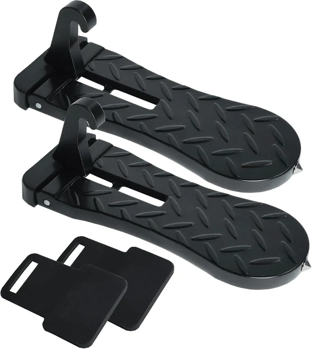 Main image of 2 PCS Black Aluminum Car Door Step for Roof Access with Latch Protector
