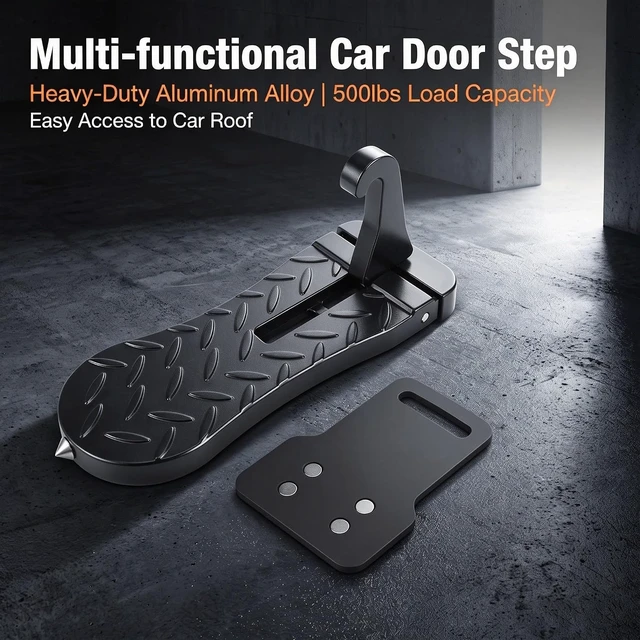 Alt view image 3 of 7 - 2 PCS Black Aluminum Car Door Step for Roof Access with Latch Protector