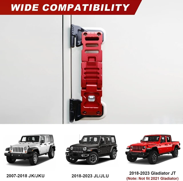 Alt view image 3 of 7 - Aluminum Alloy Folding Door Hinge Step with Bottle Opener Compatible with Jeep Wrangler JK/JKU/JL/JLU & Gladiator JT 20072025 (1 Pack)