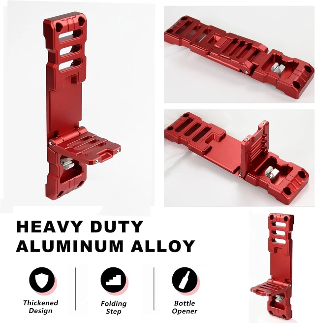 Alt view image 6 of 7 - Aluminum Alloy Folding Door Hinge Step with Bottle Opener Compatible with Jeep Wrangler JK/JKU/JL/JLU & Gladiator JT 20072025 (1 Pack)