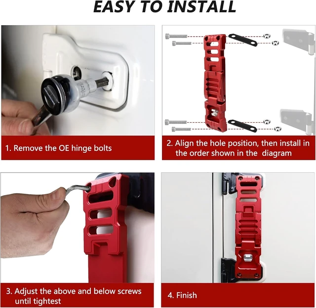 Alt view image 7 of 7 - Aluminum Alloy Folding Door Hinge Step with Bottle Opener Compatible with Jeep Wrangler JK/JKU/JL/JLU & Gladiator JT 20072025 (1 Pack)