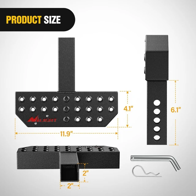 Alt view image 2 of 7 - 11.9" Hitch Step with 2" Hitch Receiver for Pickup Truck, Car & SUV