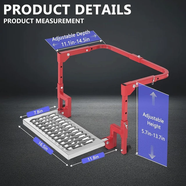 Alt view image 2 of 7 - Heavy-Duty Folding Tire-Mounted Step for Truck, SUV & RV, Adjustable