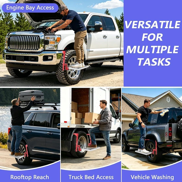 Alt view image 6 of 7 - Heavy-Duty Folding Tire-Mounted Step for Truck, SUV & RV, Adjustable