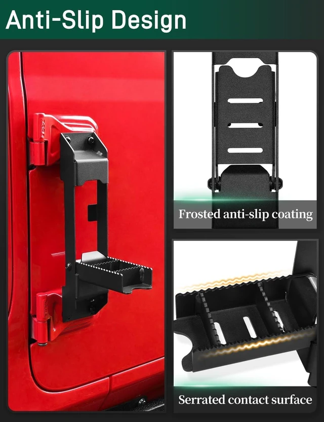 Alt view image 5 of 5 - Wrangler Door Hinge Step Foot Pegs for Jeep Wrangler 20072023 JK/JKU/JL/JLU & Gladiator JT Roof Access (1 Pack)