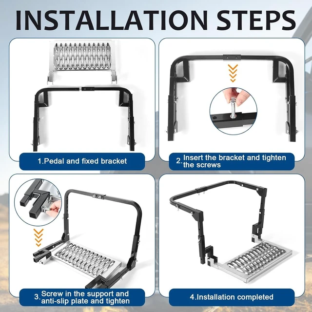 Alt view image 7 of 7 - Heavy-Duty Folding Tire-Mounted Step for Truck, SUV & RV, Adjustable Design