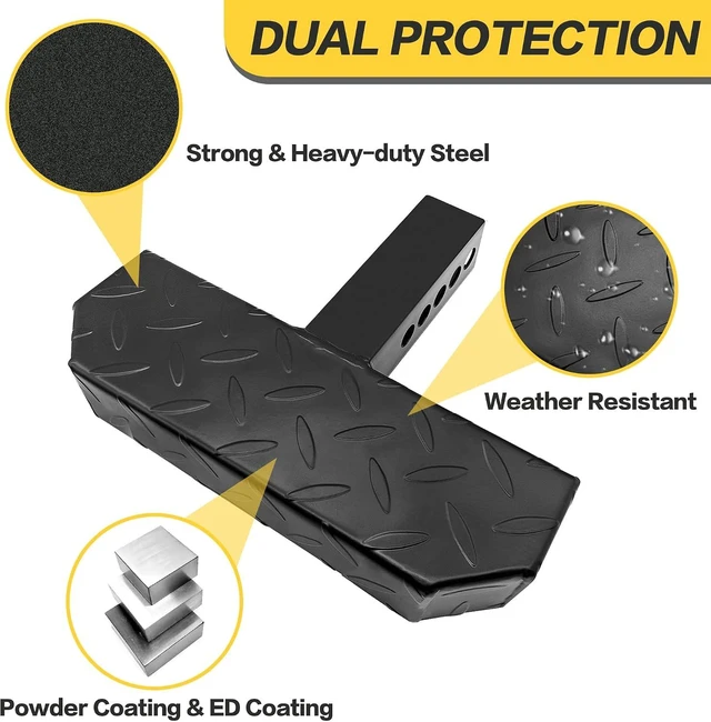 Alt view image 2 of 3 - Universal 2-Inch Receiver Hitch Step Anti-Slip Tow Bumper Step Guard, Black for Pickup Truck, Car & SUV with Pin, 600 LBS Capacity