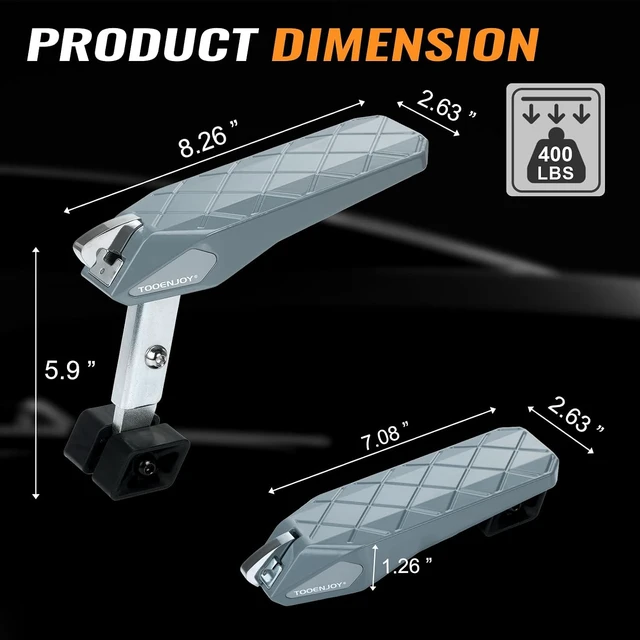 Alt view image 2 of 7 - Universal Aluminum Folding Car Door Step Pedal Ladder for Roof Access, 400 LBS Capacity
