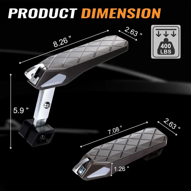 Alt view image 2 of 7 - Aluminum Folding Car Door Step Ladder for Roof Access Universal Fit, 400 LBS Weight Capacity