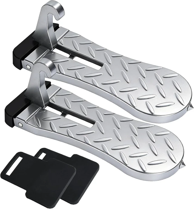 Main image of 2 PCS Silver Aluminum Car Door Step for Roof Access with Latch Protector