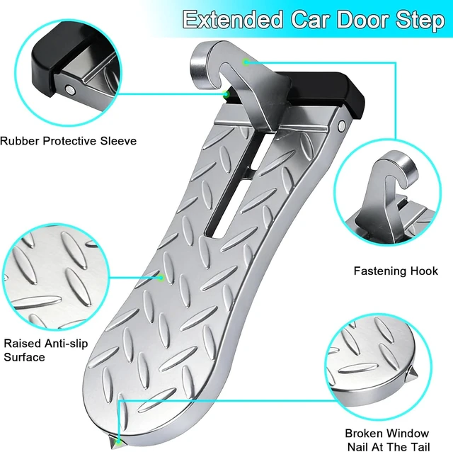 Alt view image 6 of 7 - 2 PCS Silver Aluminum Car Door Step for Roof Access with Latch Protector