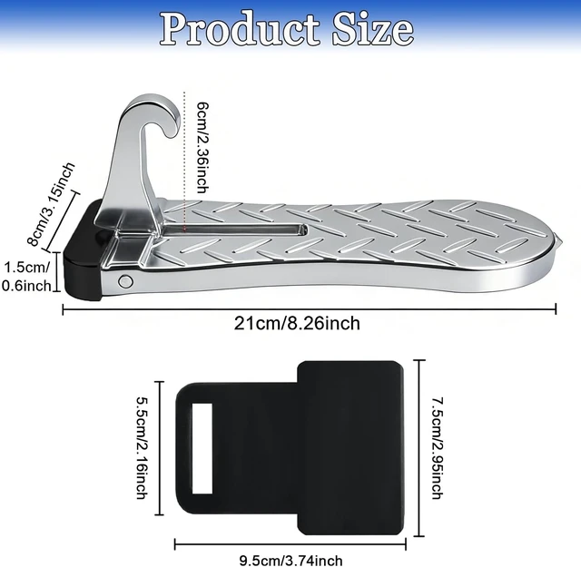 Alt view image 7 of 7 - 2 PCS Silver Aluminum Car Door Step for Roof Access with Latch Protector