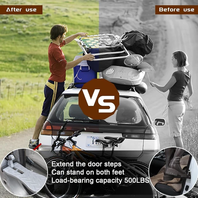 Alt view image 5 of 7 - 2 PCS Silver Aluminum Car Door Step for Roof Access with Latch Protector