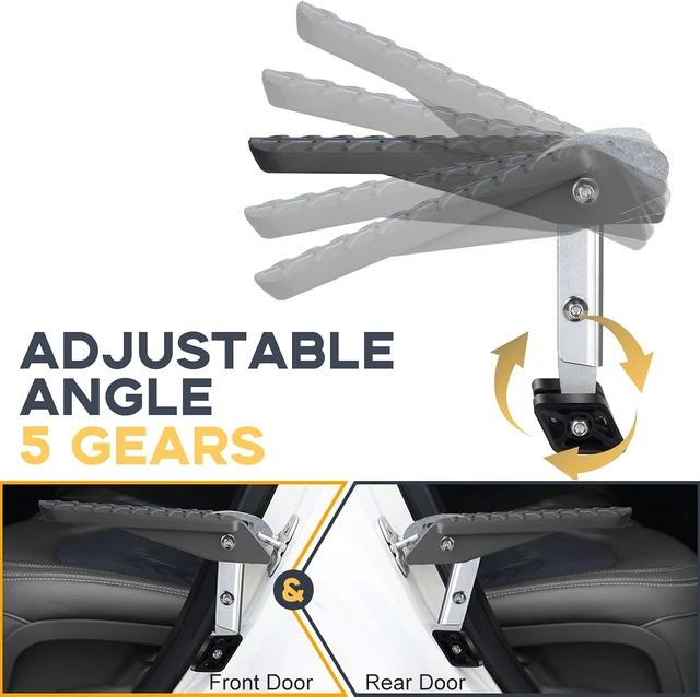 Alt view image 2 of 6 - Universal 5-Gear Car Door Step with Door Latch Hook (Light Grey)