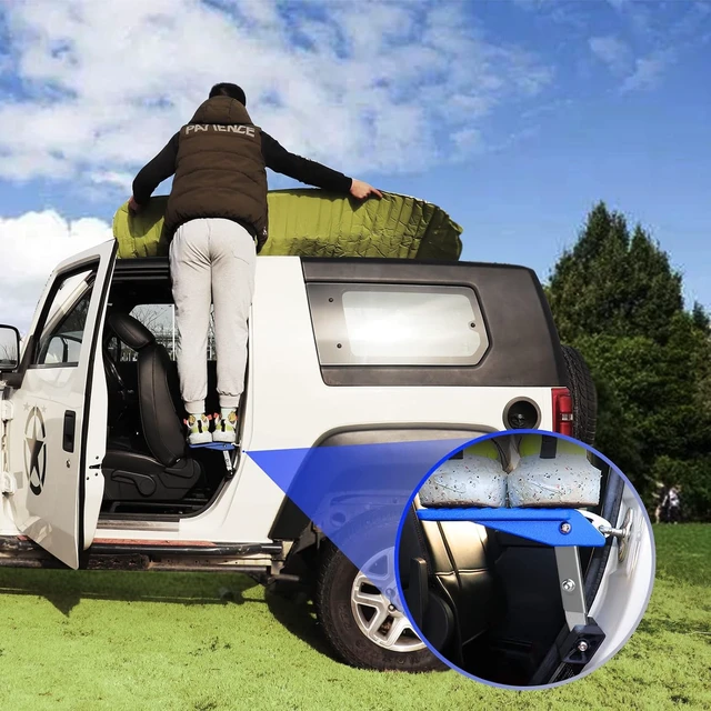 Alt view image 6 of 6 - Universal Car Door Step with 5-Gear Adjustment, 400 LBS Load (Blue)