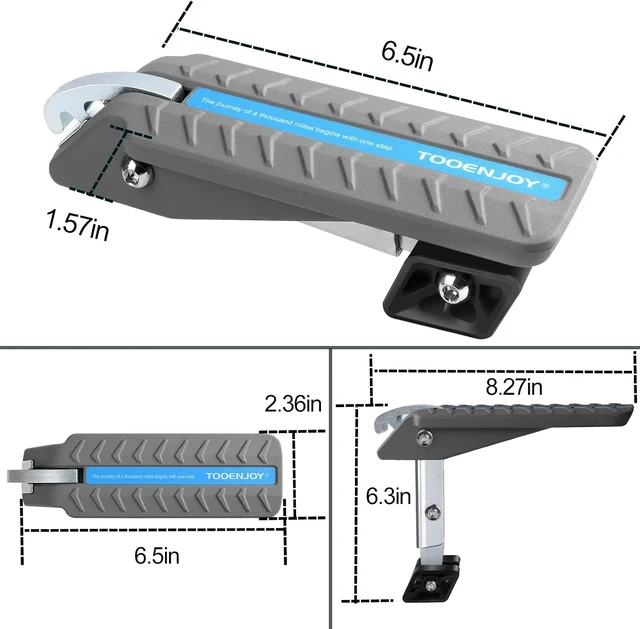 Alt view image 4 of 6 - Universal 5-Gear Car Door Step with Door Latch Hook (Light Grey)