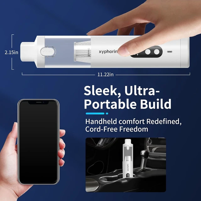 Alt view image 6 of 7 - 16000Pa Cordless Handheld Car Vacuum 5-in-1 Mini Vacuum Cleaner & Air Duster, Rechargeable with LED Flashlight & Window Hammer for Car, Pet, Kitchen & House