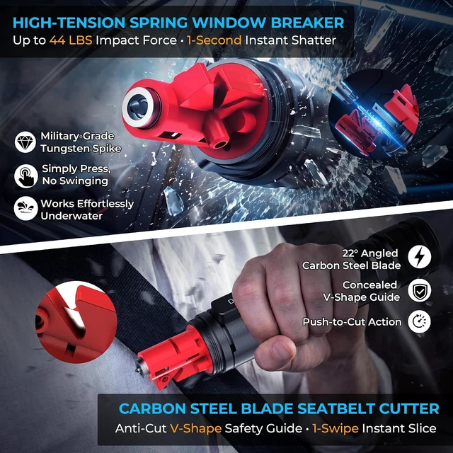 Alt view image 2 of 7 - Car Safety Flashlight with 110° Swivel Magnetic Light & Window Breaker