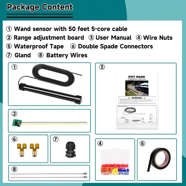 Alt view image 3 of 7 - Vehicle Exit Wand Sensor for Gate Opener with 50 ft Cable