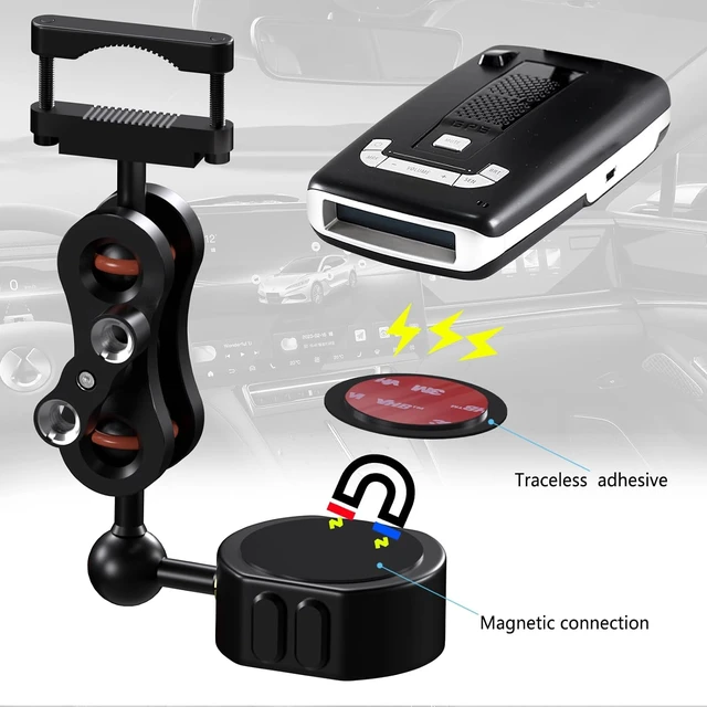 Alt view image 3 of 6 - Universal Magnetic Rearview Mirror Bracket / Radar Detector Power Cord