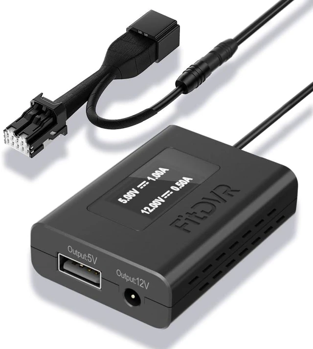 Main image of D3-033 Dash Camera Power Adapter (10-Pin) for Subaru, Nissan, Mazda & Infiniti Auto-Dimming Mirror Hookup, Built-in USB, LED Display, 5V/12V Output