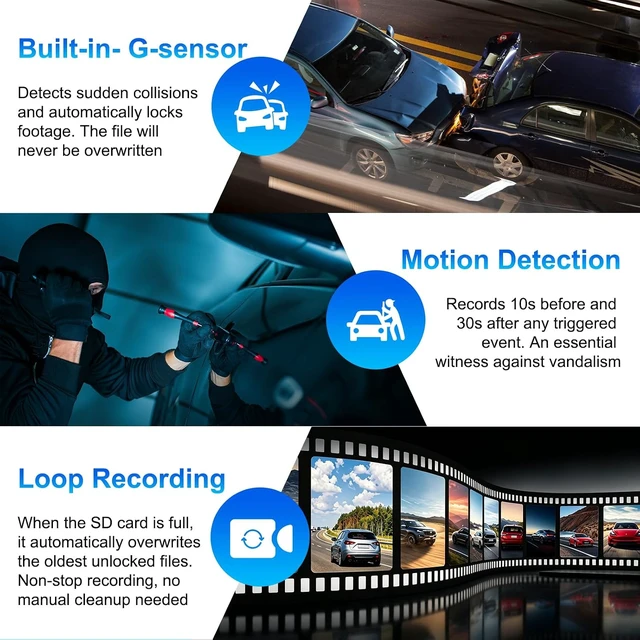 Alt view image 5 of 7 - 4-Channel 12" IPS Touch Mirror Dash Cam 5.8GHz WiFi GPS, 64GB SD Card