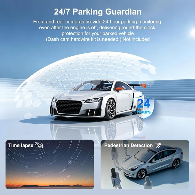 Alt view image 7 of 7 - 4-Channel 12" IPS Touch Mirror Dash Cam 5.8GHz WiFi GPS, 64GB SD Card